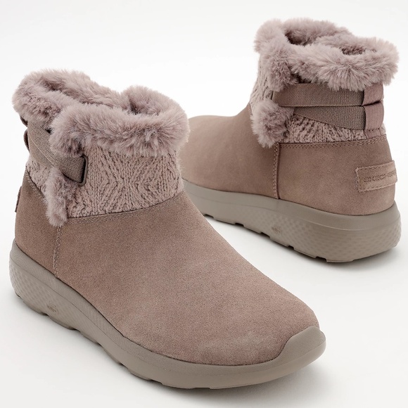 Skechers Shoes - New Skechers On The Go City 2 Cozy Vibe Boots Booties Women's Taupe Faux Fur NIB